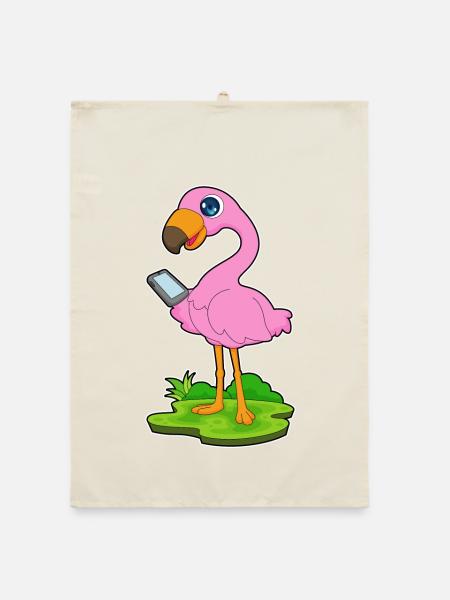Flamingo Smartphone - Organic dish towel - nature - Front
