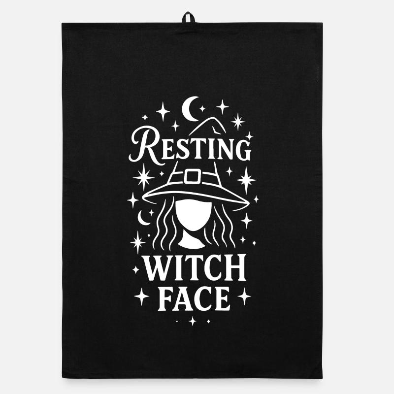 Visage de sorcière au repos Halloween Costume Design Torchon bio