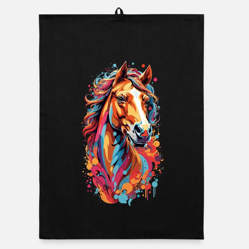 Tempête de couleurs Tête de cheval Torchon bio