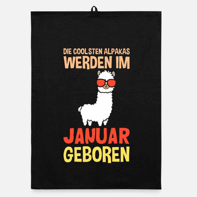 Januar Geburtstag Alpaka Spruch Lustig Organic Geschirrtuch