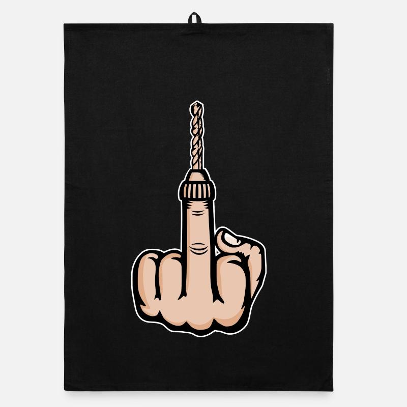 Middle Finger Stinky Finger Drill Design Organic dish towel