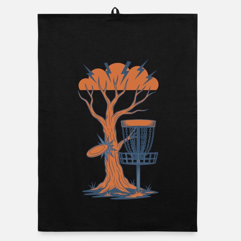 Disc Golf Tree trifft Flying Disc Basket Sturm Organic Geschirrtuch