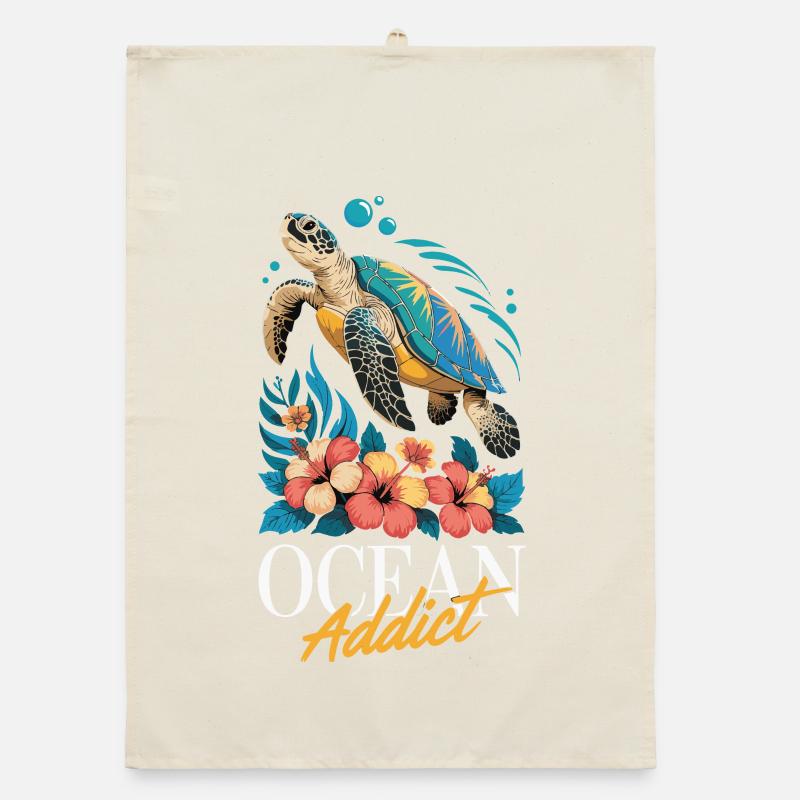 Sea Turtle Ocean Addict Design Torchon bio