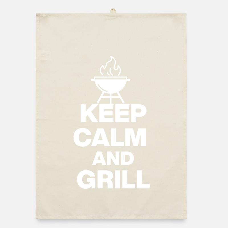 KEEP CALM AND GRILL, FIRE GRILL PARTY MEAT Organic dish towel