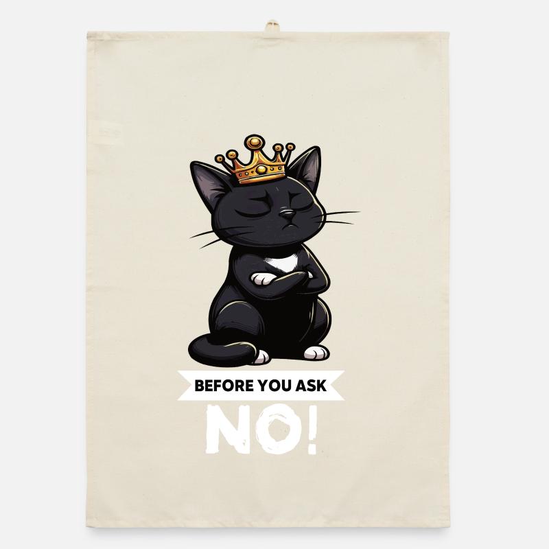 Before You Ask Katze Katzen Katzenliebhaber Kitty Organic Geschirrtuch