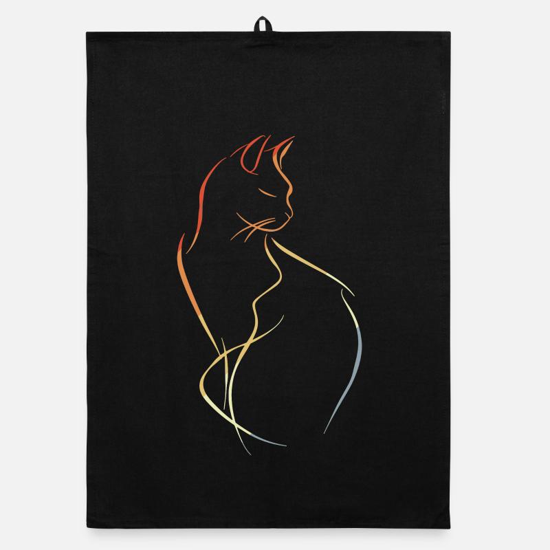 Dessin de chat vintage Torchon bio