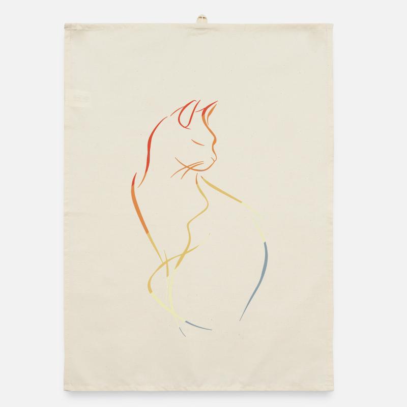 Dessin de chat vintage Torchon bio