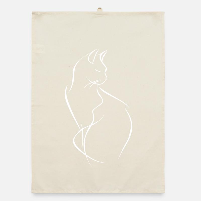 Cat Sketch Organic dish towel