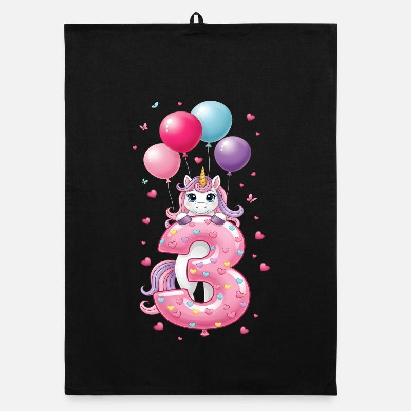 3 Jahre Mädchen Süßes Einhorn 3. Geburtstag Organic Geschirrtuch