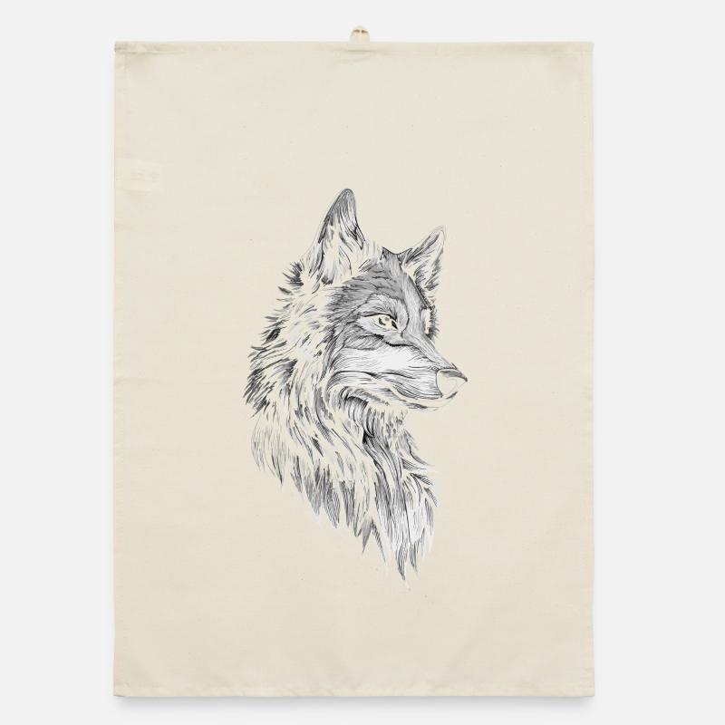 Wolf Kopf Realistisch Organic Geschirrtuch