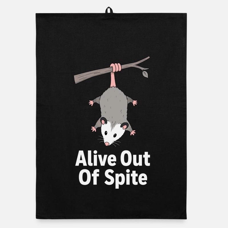 Alive Defiance Funny Opossum Sarcastic Organic dish towel