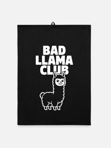 Bad Llama Club – Freches Lama - Organic Geschirrtuch - Schwarz - Vorne