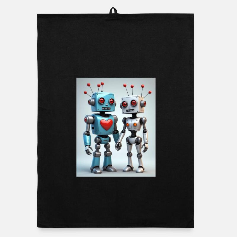 Roboter Pärchen Organic Geschirrtuch