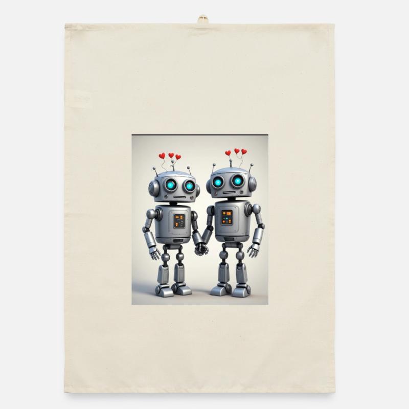Roboter Pärchen Organic Geschirrtuch