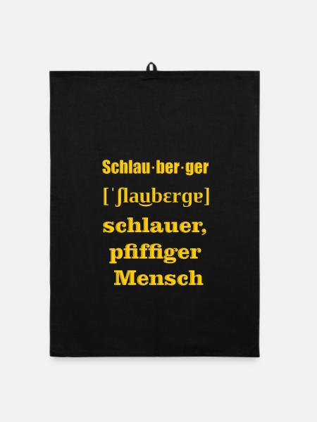 schlauberger gelb - Organic Geschirrtuch - Schwarz - Vorne