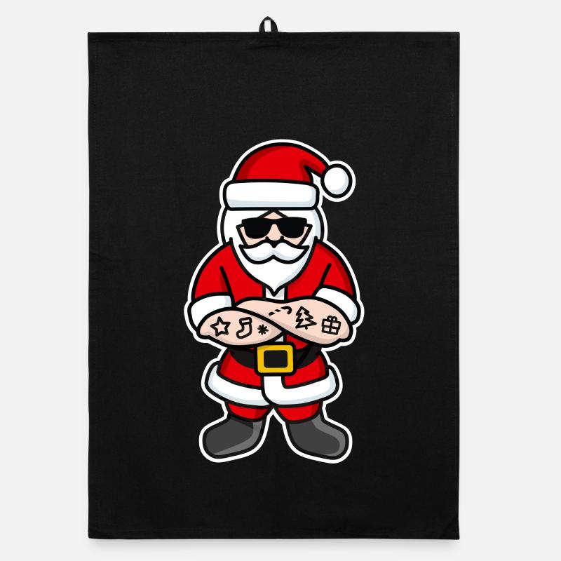 Cool Hipster Rocker Weihnachten Weihnachtsmann Organic Geschirrtuch