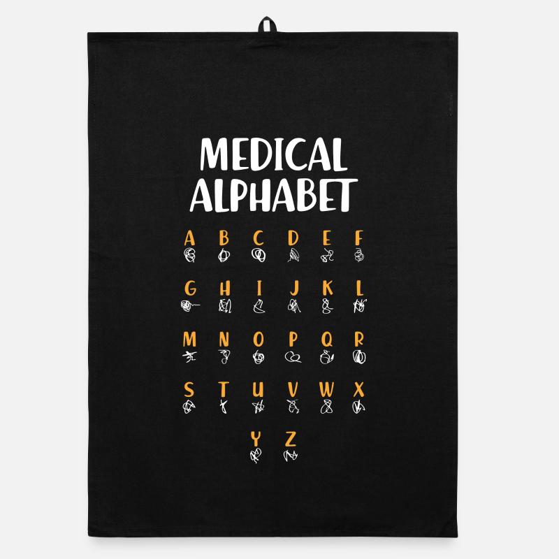 Medizinisches Alphabet (dunkel) Organic Geschirrtuch