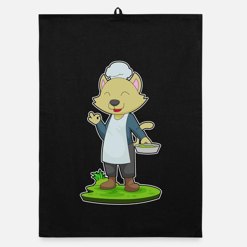 Cat Cook Pan Cooking Organic dish towel