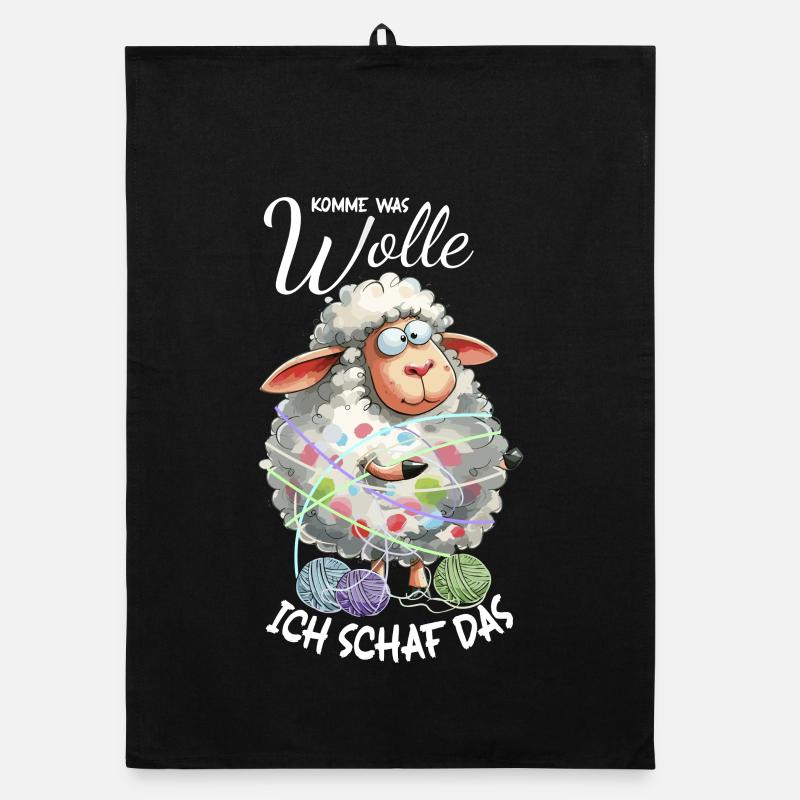 Komme was Wolle ich Schaf das lustiger Spruch Wort Organic Geschirrtuch