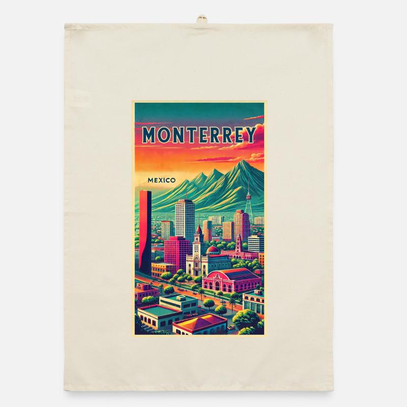 Monterrey Mexico Retro Design Organic dish towel