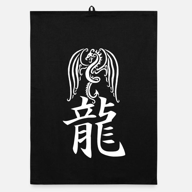 White Dragon Manga Organic Geschirrtuch