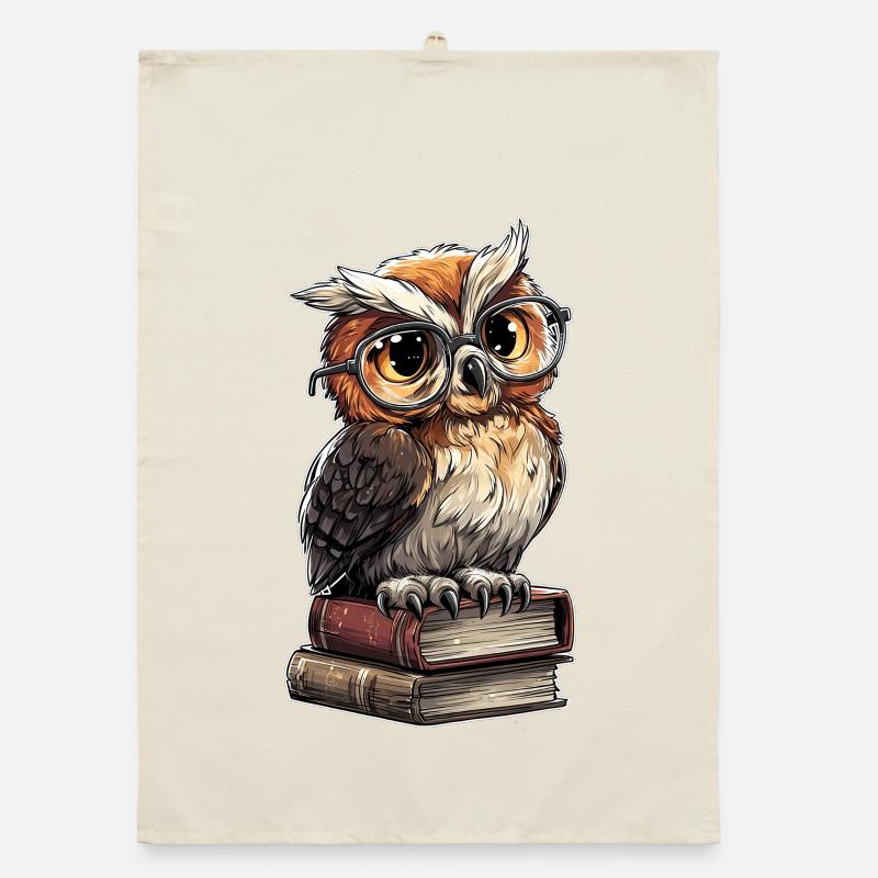 Owl Wise Stack Librarian Humor Buchclub Organic Geschirrtuch