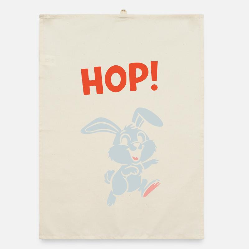 HOP! Bunny Jumping Comic Action Vector Organic dish towel