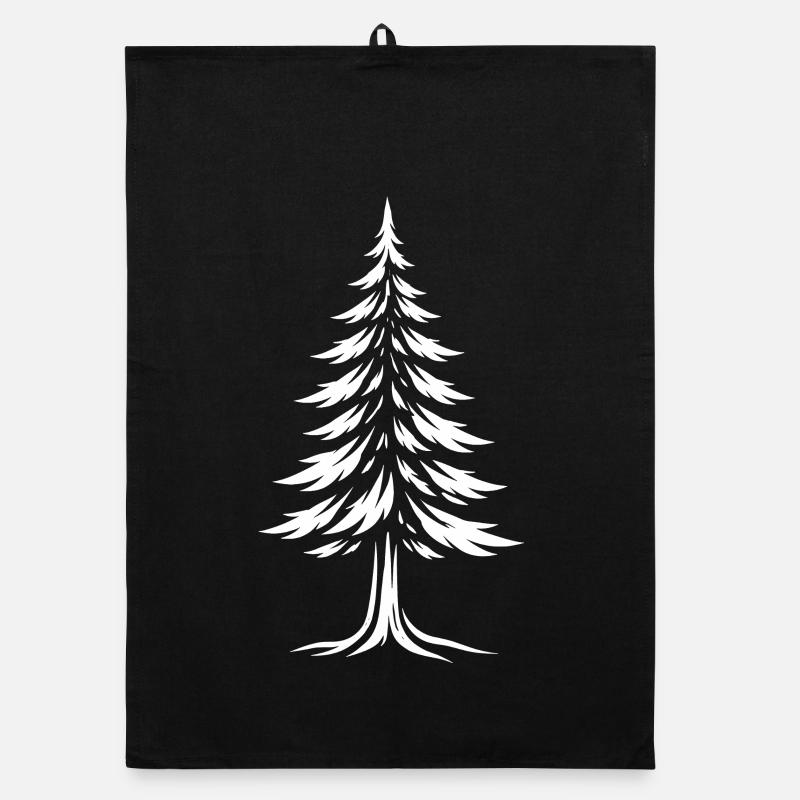 Fir Tree Silhouette - Tree Line Art Nature Design Organic dish towel