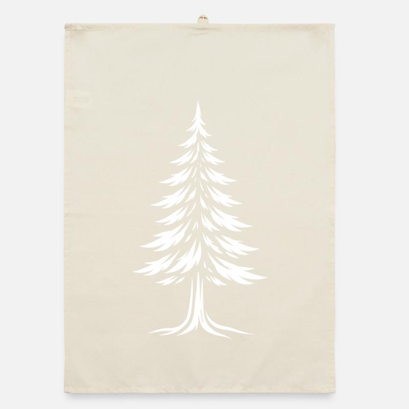 Fir Tree Silhouette - Tree Line Art Nature Design Organic dish towel