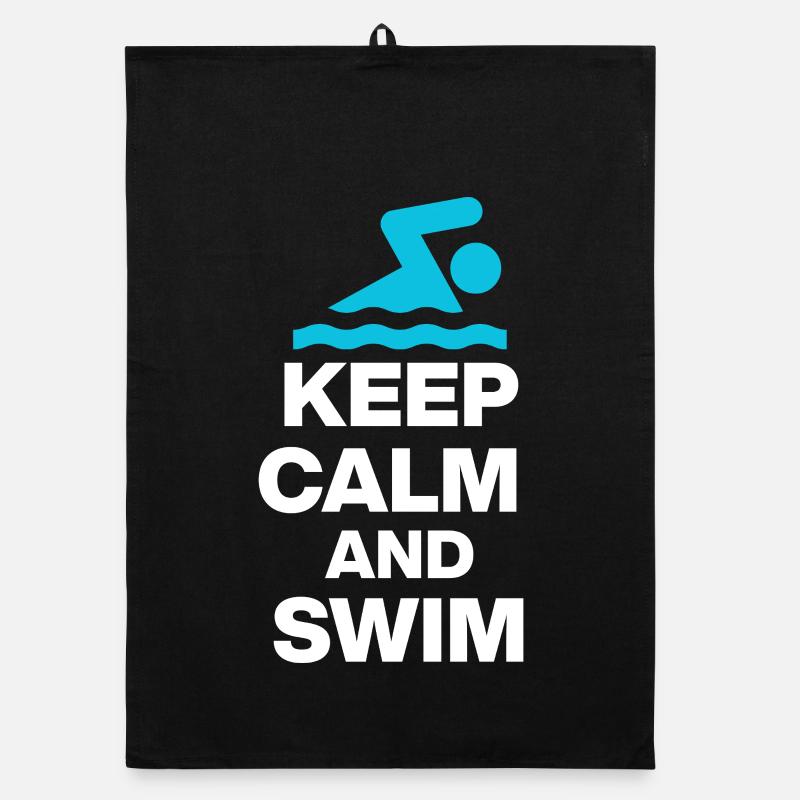 RESTE CALME ET NAGE, PLONGE-TOI ! CADEAU DE LA NATATION Torchon bio