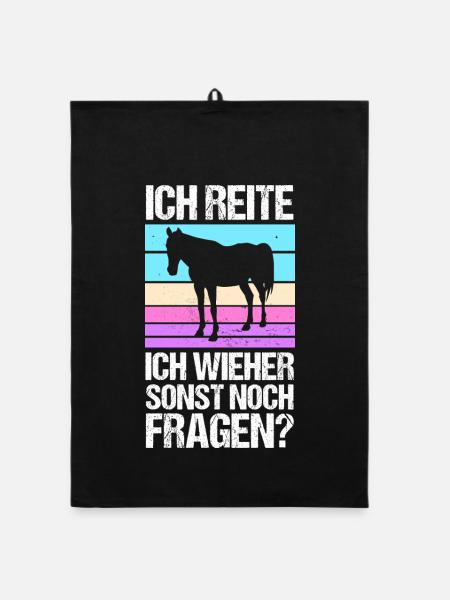 Reiten Pferdeliebhaber Reiterhof Pferde - Organic Geschirrtuch - Schwarz - Vorne