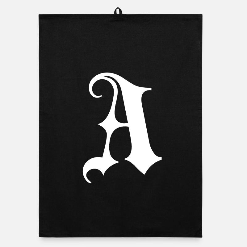 Gothic Monogram A Script Organic dish towel