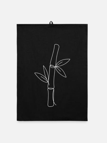 Bamboo Silhouette Mono Print - Organic dish towel - black - Front
