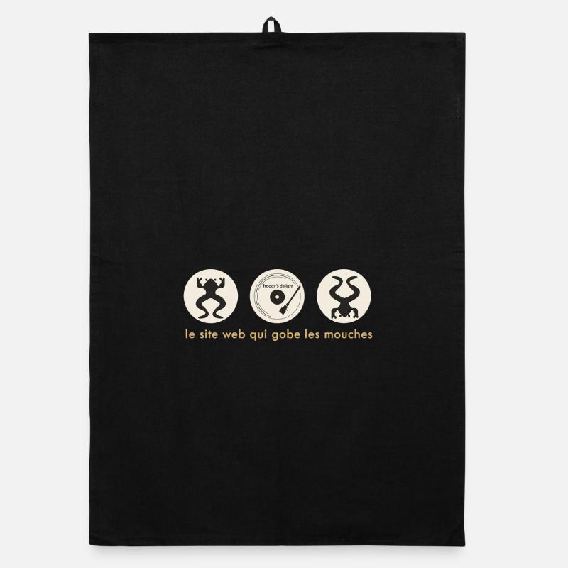 Frog DJ Circle Badge Organic dish towel