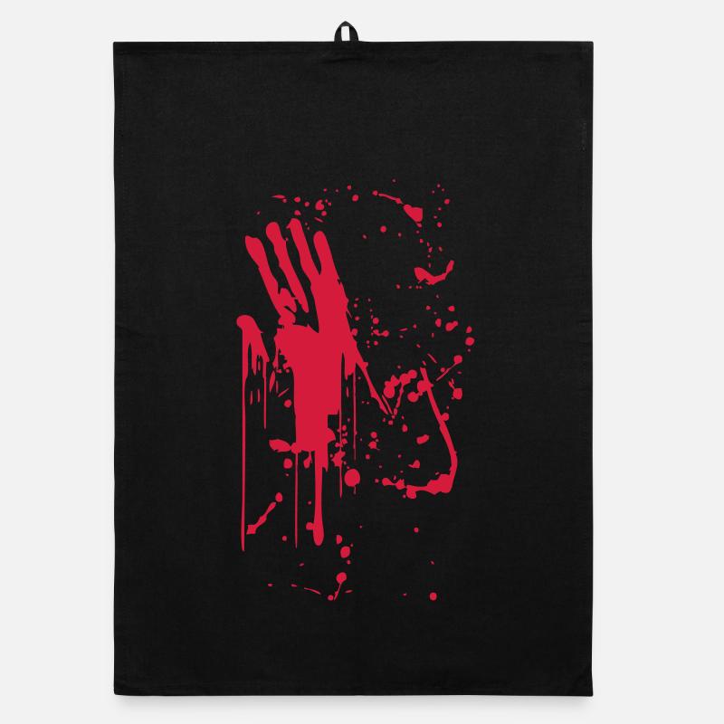 Roter Handabdruck Splatterdesign Organic Geschirrtuch