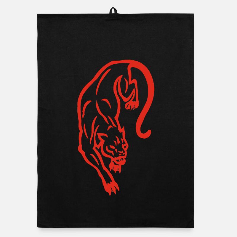 Red Panther Silhouette Organic Geschirrtuch