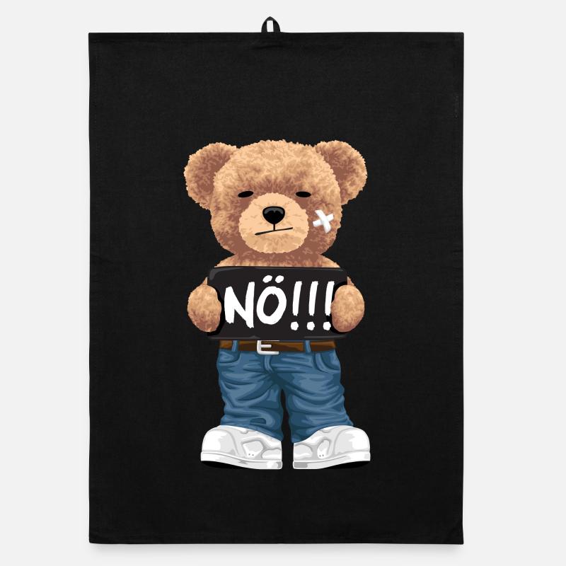 Nope with Teddy Bear bande dessinée drôle pour les opposants Torchon bio