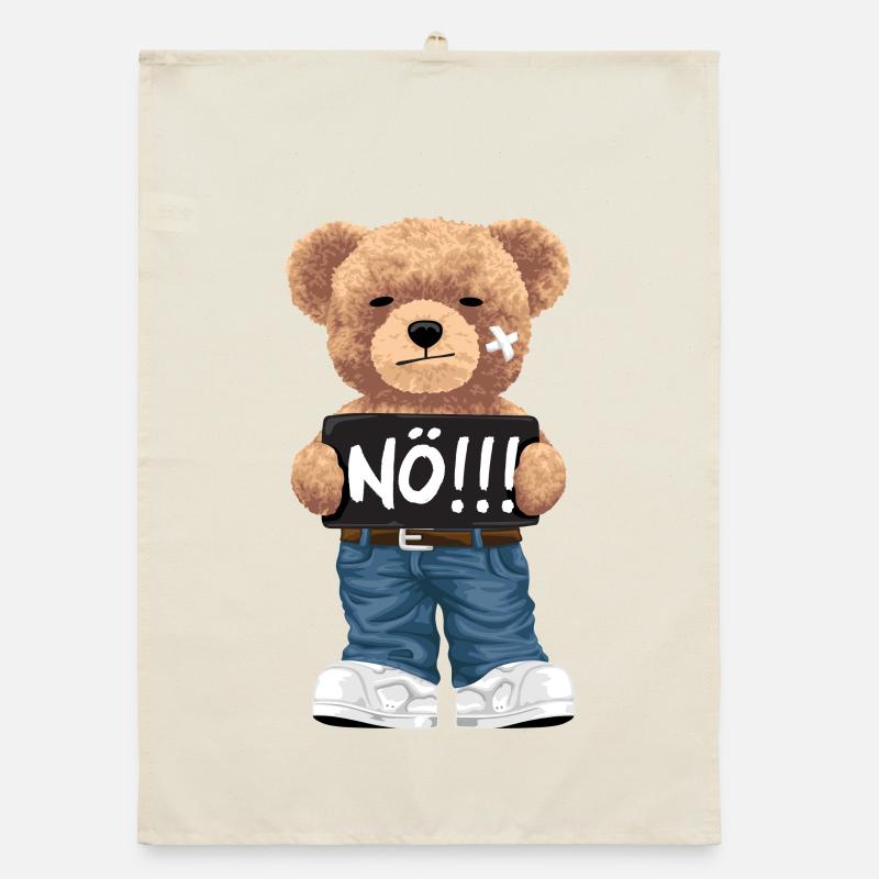 Nope with Teddy Bear funny comic for naysayers Organic dish towel