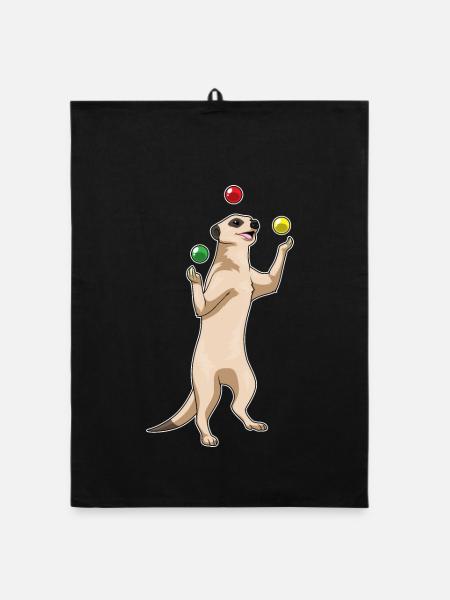 Erdmännchen Jongleur Jonglieren - Organic Geschirrtuch - Schwarz - Vorne