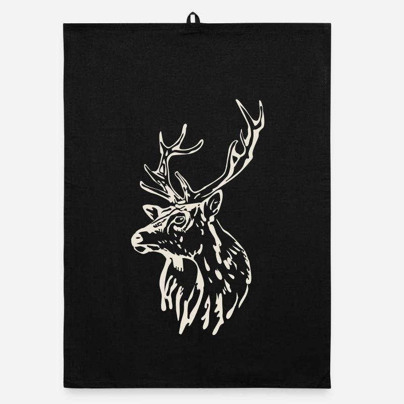 Tête de cerf [Blanc] Torchon bio
