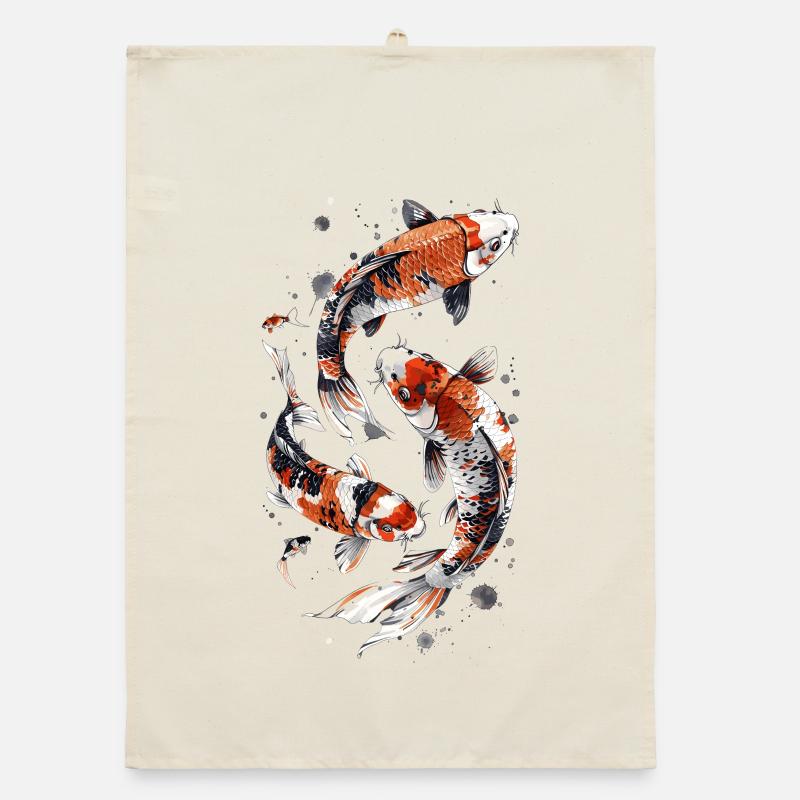 Conception astucieuse de poisson Koi, conception élégante de Koi Torchon bio