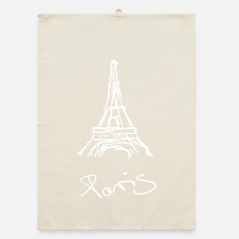 Minimalist Paris Eiffel Tower Illustration Organic dish towel