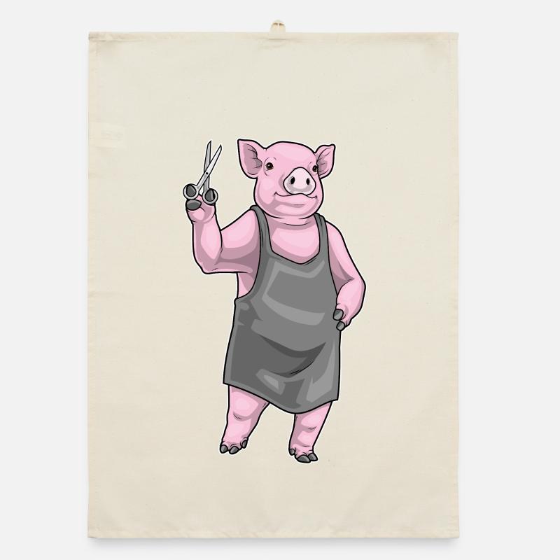 Schwein Friseur Schere Organic Geschirrtuch