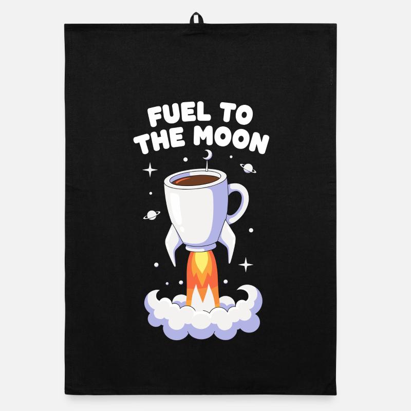 Vol de fusée de café sur la lune Torchon bio