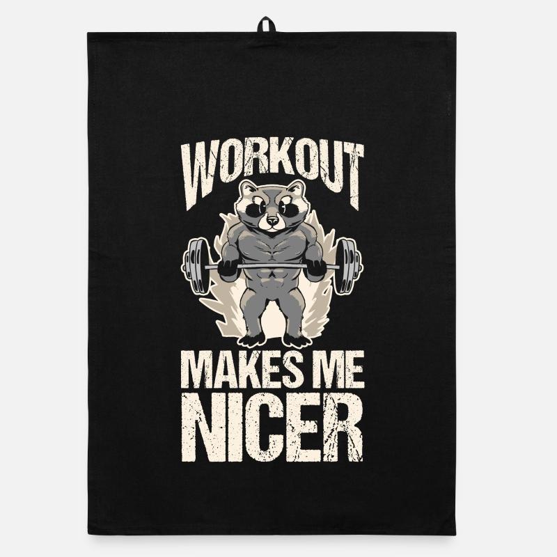 Trash Panda GYM Workout Raccoon Organic Geschirrtuch