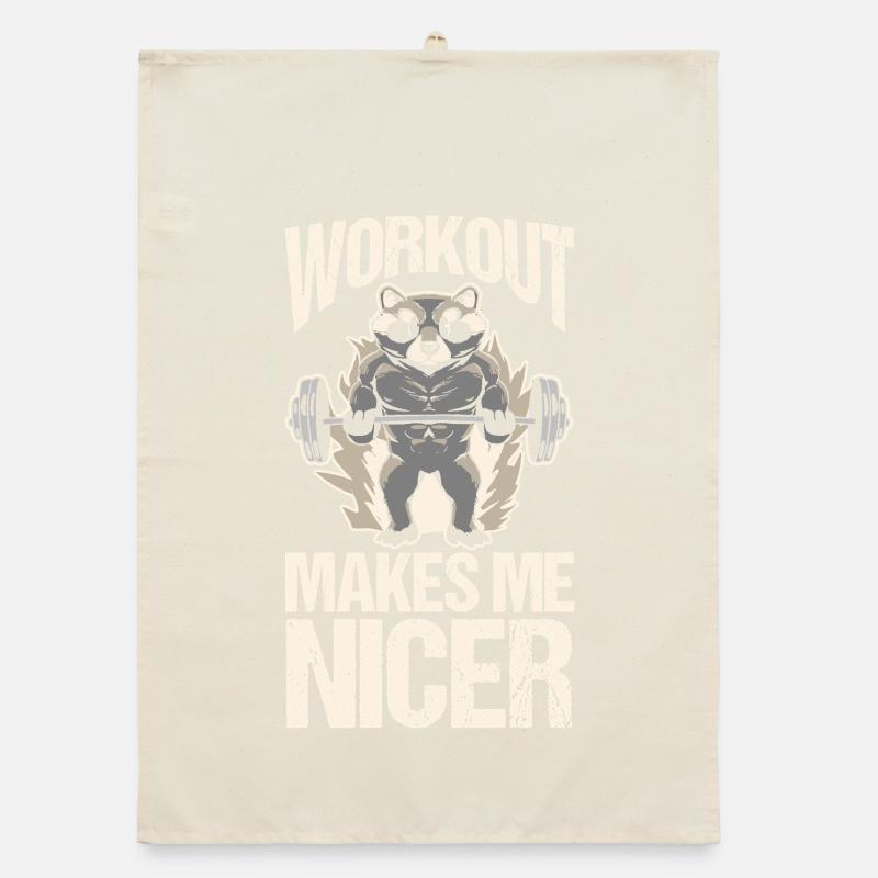 Trash Panda GYM Workout Raccoon Organic dish towel