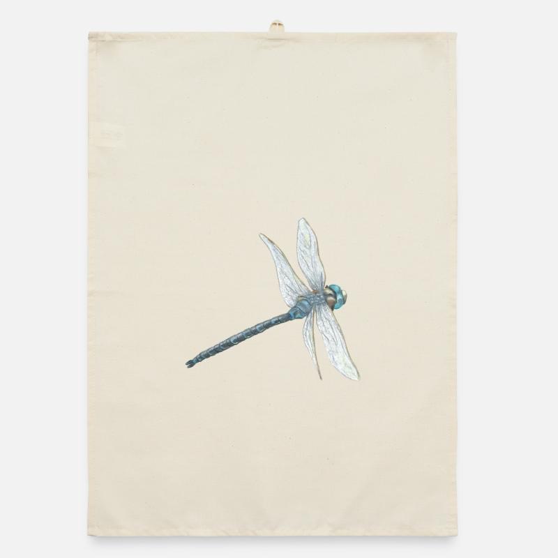 Blaugrüne Libelle Illustration Organic Geschirrtuch