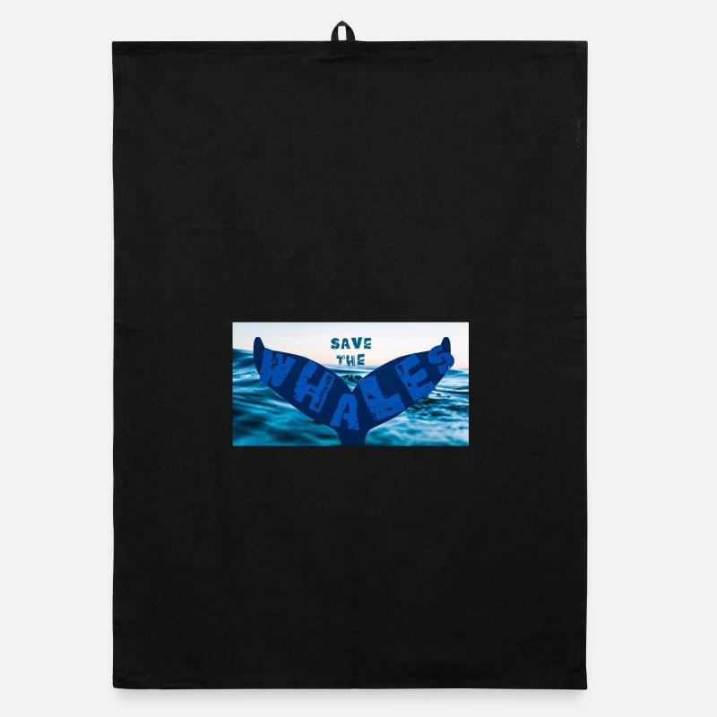 Save the whales - Organic Geschirrtuch - Schwarz