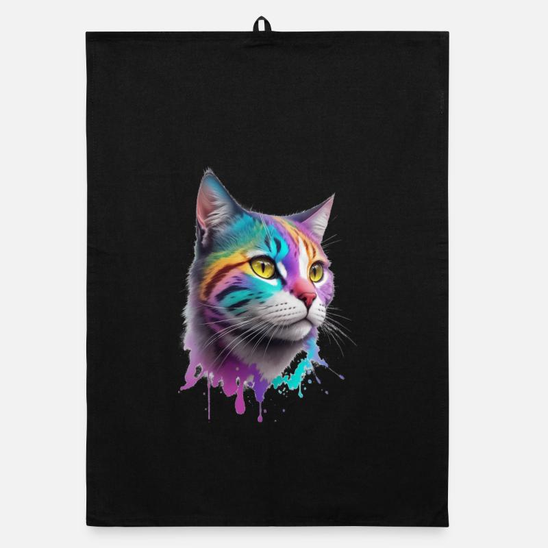 Katze - Organic Geschirrtuch - Schwarz