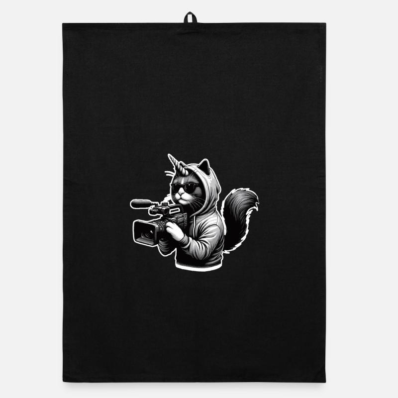Unicorn Cat Cameraman Organic dish towel